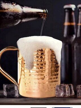 🍹✨ NEW Set of 2 Pure Copper Moscow Mule Mugs 12oz Hammered Solid Copper